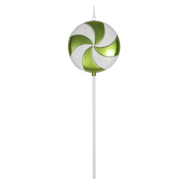 24" Lime / White Swirl Glitter Candy Lollipop Ornament