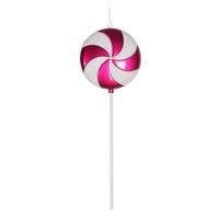 View 24" Cerise / White Swirl Glitter Candy Lollipop Ornament
