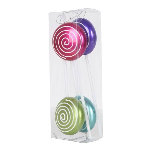10" Purple / Cerise / Lime / Teal Candy Glitter Swirl - Lollipop - Ornament (4 pack)