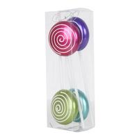 Vickerman 10" Purple / Cerise / Lime / Teal Candy Glitter Swirl - Lollipop - Ornament (4 pack)