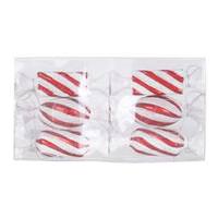 Vickerman 4" Red / White Candy Glitter Assorted Ornament (6 pack)