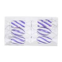 View 4" Purple / White Candy Glitter Assorted Ornament (6 pack)