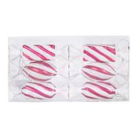 View 4" Cerise / White Candy Glitter Assorted Ornament (6 pack)