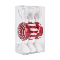 Vickerman 7" Red / White Flat Candy Glitter Assorted Ornament (3 pack)