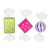 Vickerman 8" Purple / Lime / Cerise Candy Glitter Assorted Ornament (3 pack)
