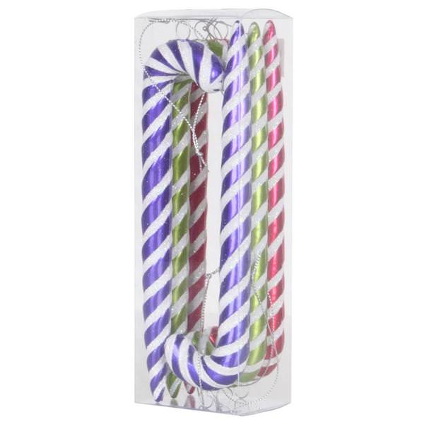 7.5" Assorted Plastic Candy Canes Ornament (set of 6)