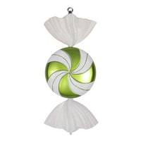Vickerman 18.5" Lime / White Swirl Flat Glitter Candy Ornament