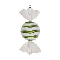 Vickerman 18.5" Lime / White Striped Wave Glitter Candy Ornament
