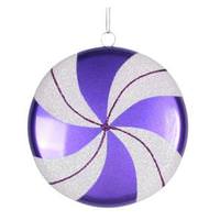 View 6" Purple / White Swirl Flat Glitter Candy Ornament