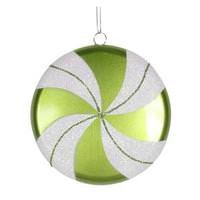 View 6" Lime / White Swirl Flat Glitter Candy Ornament