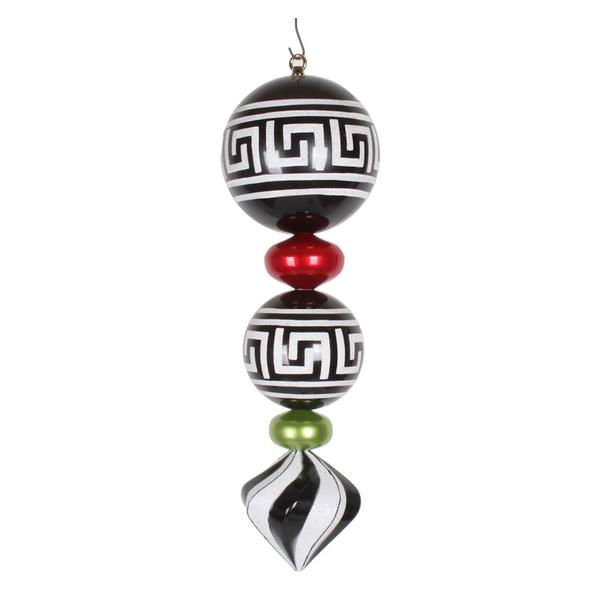 24" Black / White / Red / Lime Glitter Jumbo Finial Ornament