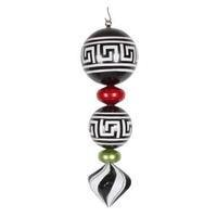 Vickerman 24" Black / White / Red / Lime Glitter Jumbo Finial Ornament