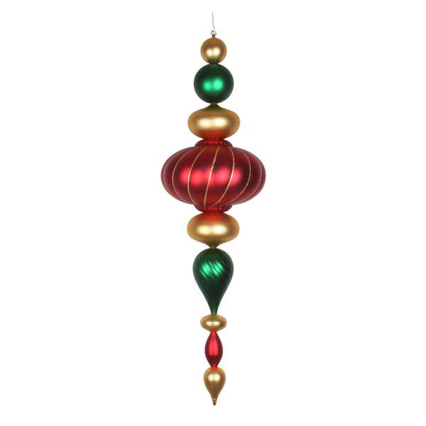 45" Green / Gold / Red Matte Jumbo Finial Ornament