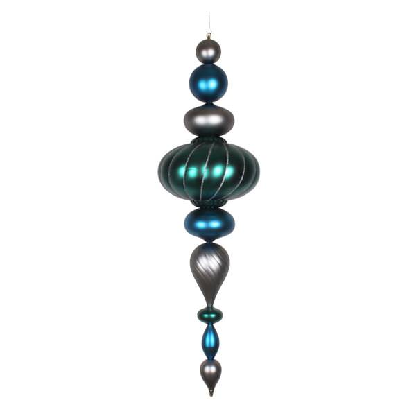 45" Sea Blue / Pewter / Teal Matte Jumbo Finial Ornament