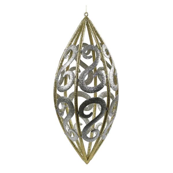 30" Champagne / Gold Glitter Filigree Ornament
