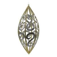Vickerman 30" Champagne / Gold Glitter Filigree Ornament