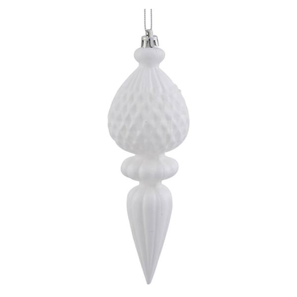 7.5" White Glitter Finial Ornament (3 pack)