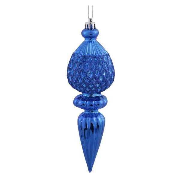 7.5" Blue Glitter Finial Ornament (3 pack)