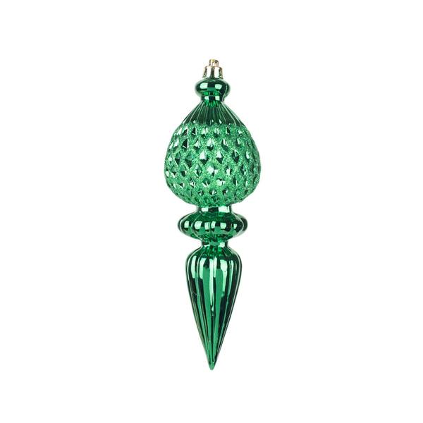 7.5" Green Glitter Finial Ornament (3 pack)
