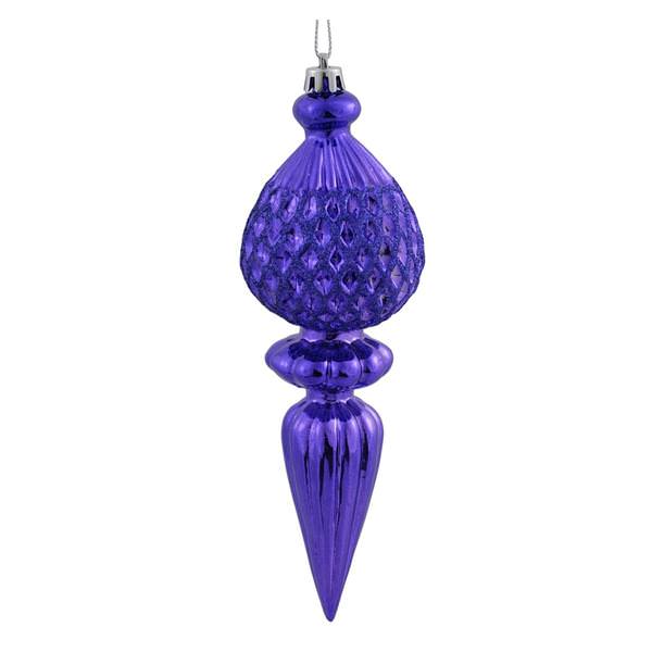 7.5" Purple Glitter Finial Ornament (3 pack)
