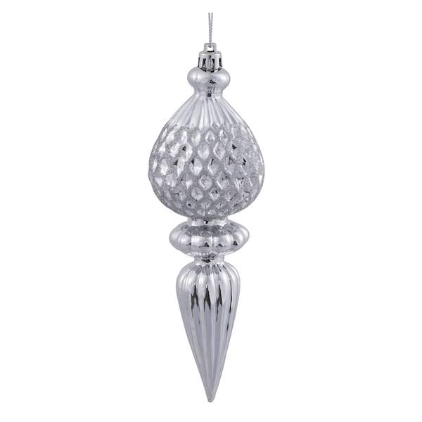 7.5" Silver Glitter Finial Ornament (3 pack)
