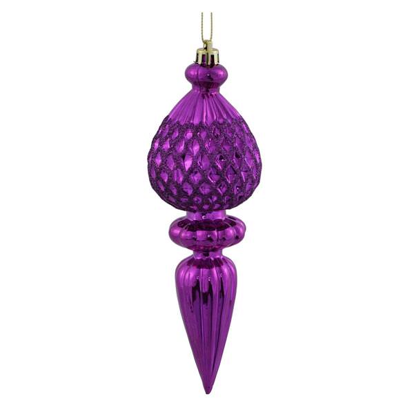 7.5" Magenta Glitter Finial Ornament (3 pack)