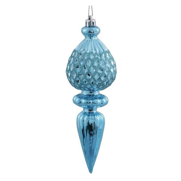 7.5" Teal Glitter Finial Ornament (3 pack)