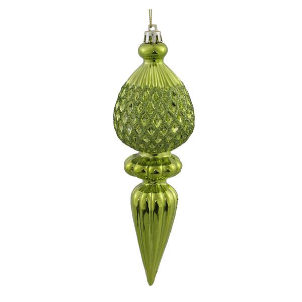 7.5" Lime Glitter Finial Ornament (3 pack)