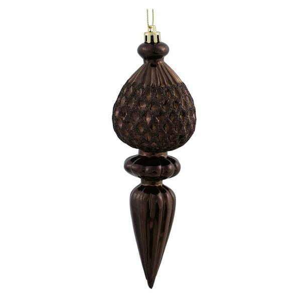 7.5" Chocolate Glitter Finial Ornament (3 pack)