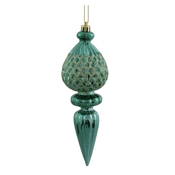 7.5" Emerald Glitter Finial Ornament (3 pack)