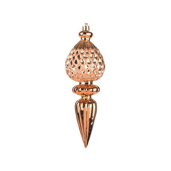 7.5" Copper Glitter Finial Ornament (3 pack)