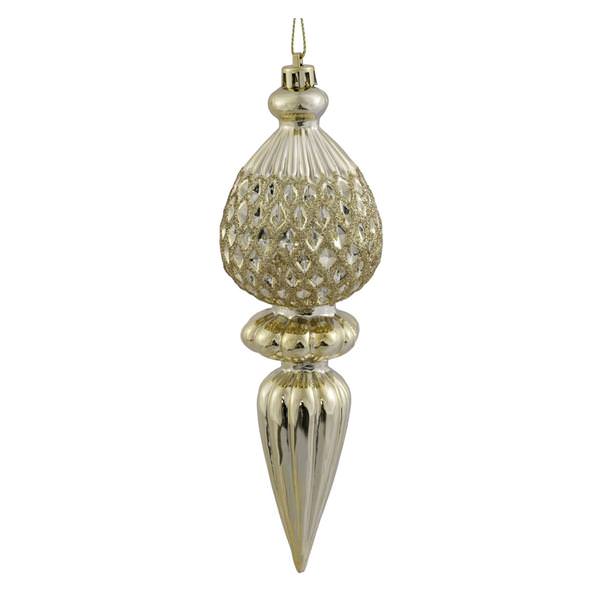 7.5" Champagne Glitter Finial Ornament (3 pack)