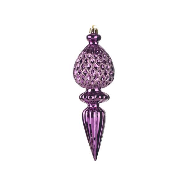 7.5" Eggplant Glitter Finial Ornament (3 pack)