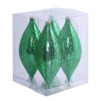 Vickerman 7" Green Shiny Mercury Drop Ornament (4 pack)