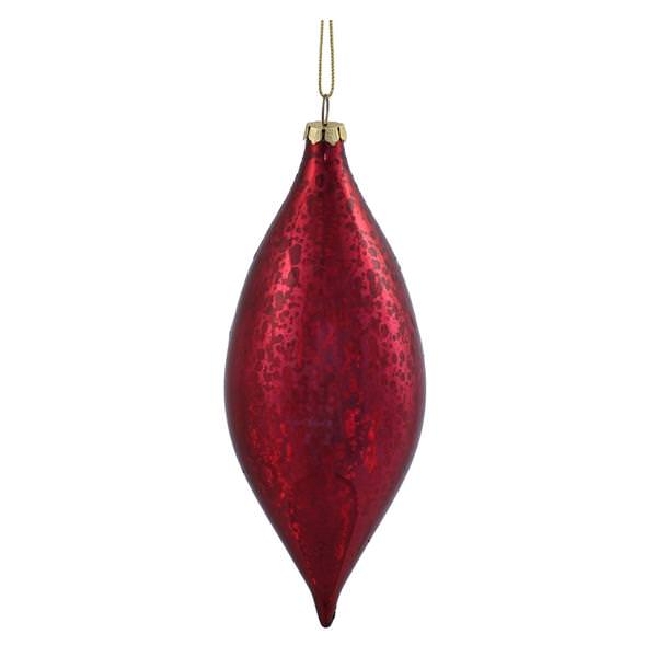 7" Burgundy Shiny Mercury Drop Ornament (4 pack)