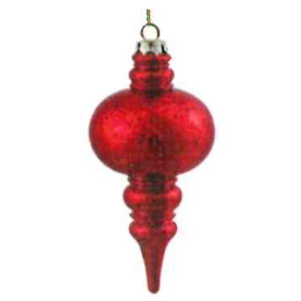 7" Red Shiny Mercury Finial Ornament (3 pack)