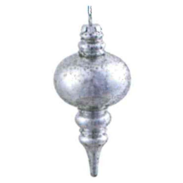 7" Silver Shiny Mercury Finial Ornament (3 pack)