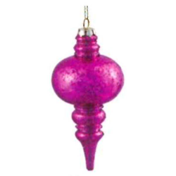 7" Cerise Shiny Mercury Finial Ornament (3 pack)