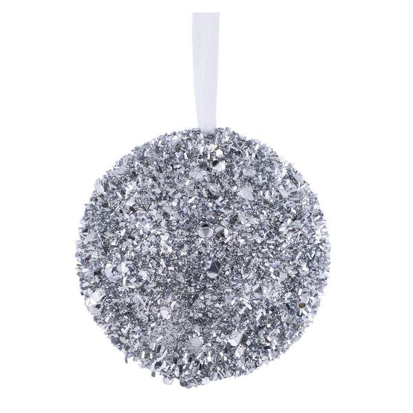 3" Silver Sequin Glitter Ball Ornament (6 pack)
