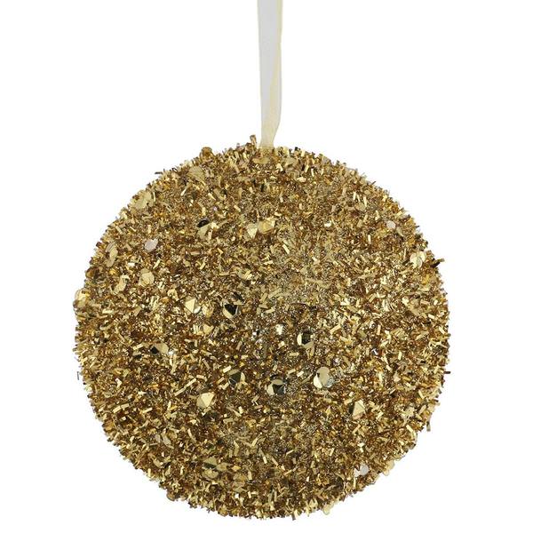 3" Gold Styrofoam Sequin Glitter Ball Ornament (6 pack)