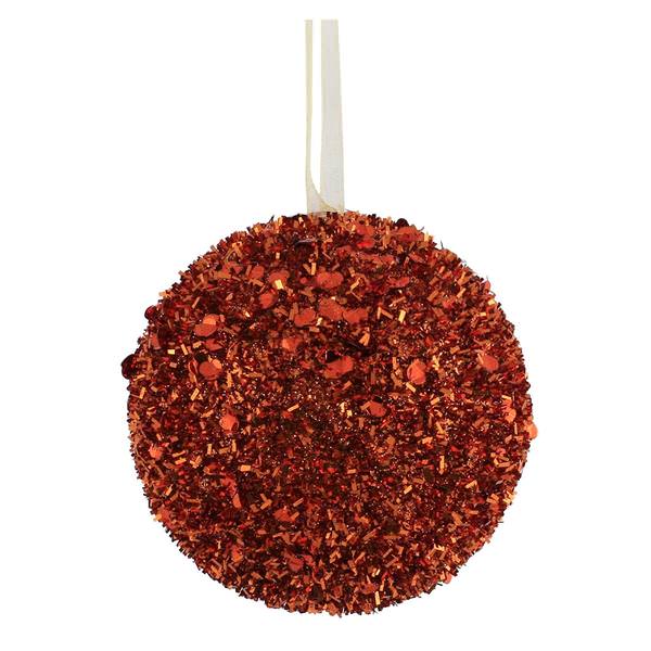 3" Copper Sequin Glitter Ball Ornament (6 pack)
