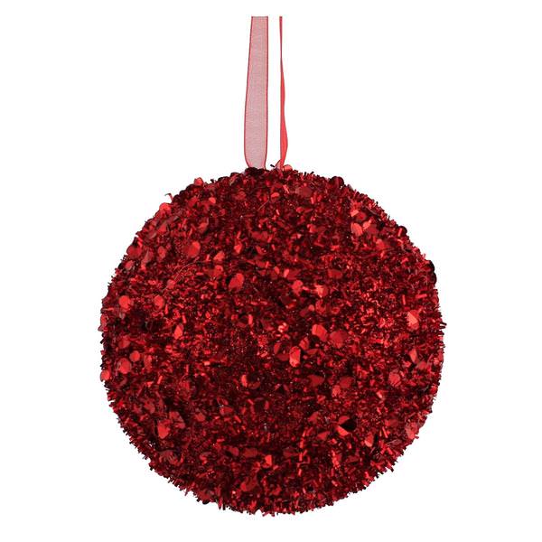 4" Red Sequin Glitter Ball Ornament (4 pack)