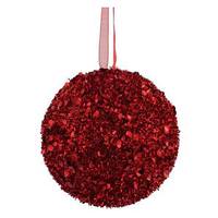 Vickerman 4" Red Sequin Glitter Ball Ornament (4 pack)