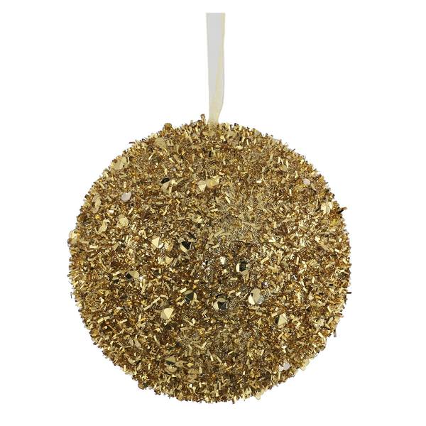 4" Gold Sequin Glitter Ball Ornament (4 pack)
