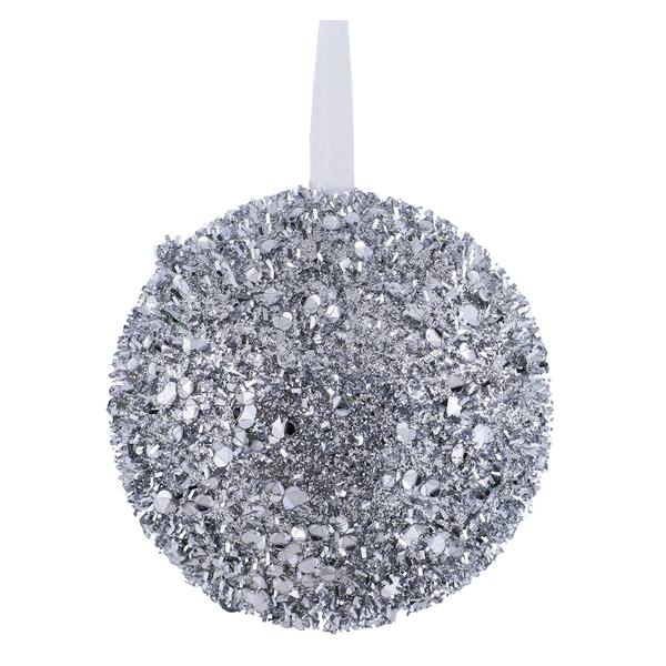 6" Silver Sequin Glitter Ball Ornament (2 pack)