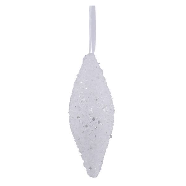 8" White Sequin Glitter Drop Ornament (3 pack)