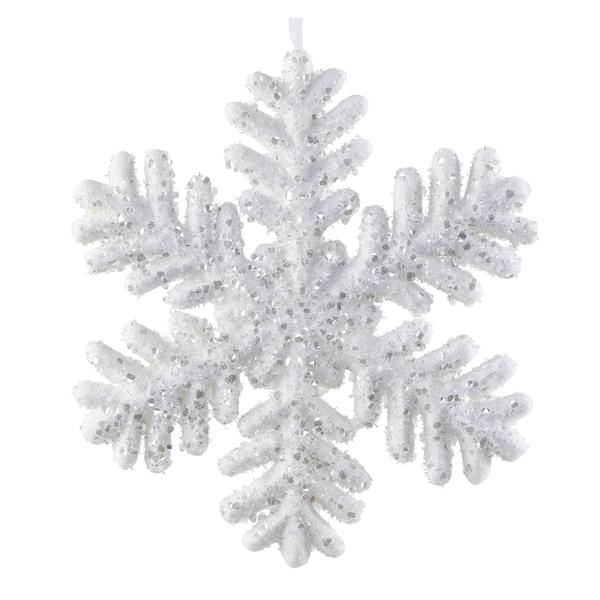 13.5" White Glitter Snowflake Ornament