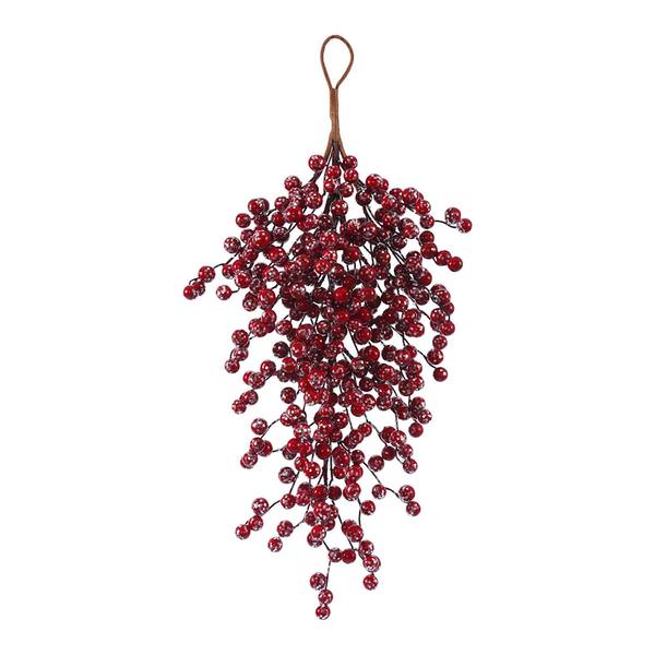 26" Artificial Large Icy Red Berry Teardrop