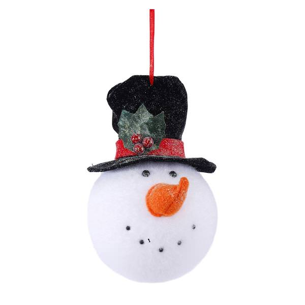 8.5" x 4.25" Black Hat Snowman Head Ornament