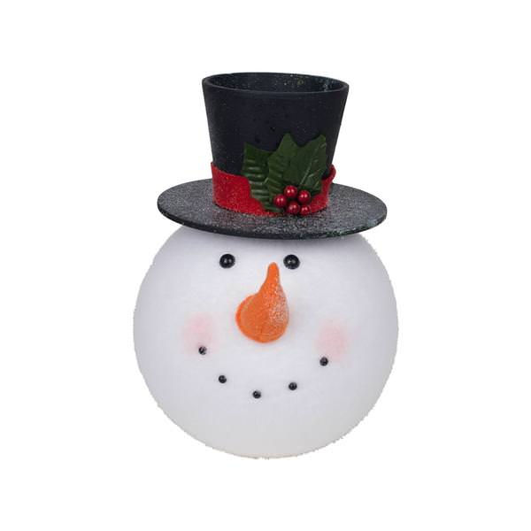 10" x 6" Black Hat Snowman Head Ornament